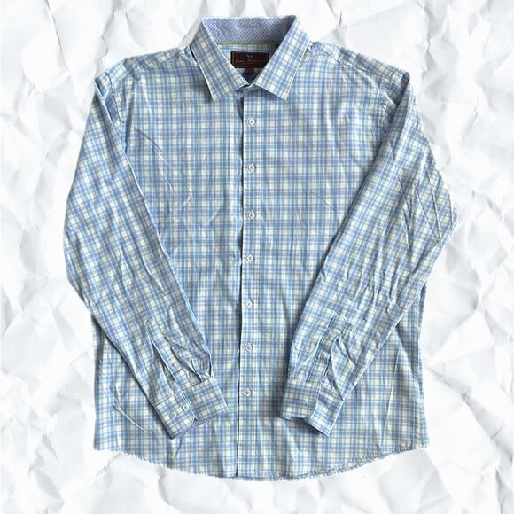 Men’s XXL shirt, blue and white, Neck size 18– 18 1/2 by JamesTattersall - Picture 1 of 9